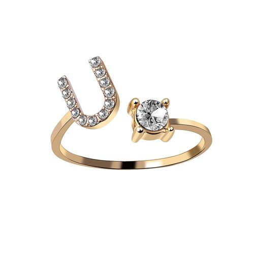 1 Pièce Mosaïque De Strass Brillant 26 Lettres Initiales Bague Nouvelle Mode Ouverture Manchette Anneau Pour Femmes Charme Bijoux Cadeau