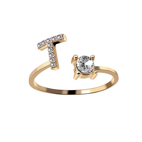 1 Pièce Mosaïque De Strass Brillant 26 Lettres Initiales Bague Nouvelle Mode Ouverture Manchette Anneau Pour Femmes Charme Bijoux Cadeau