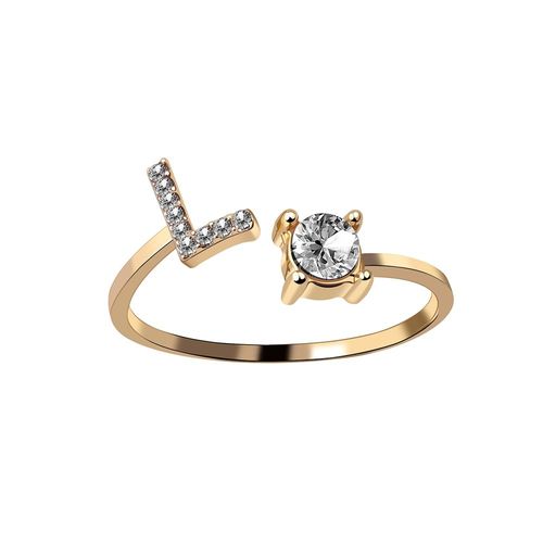 1 Pièce Mosaïque De Strass Brillant 26 Lettres Initiales Bague Nouvelle Mode Ouverture Manchette Anneau Pour Femmes Charme Bijoux Cadeau