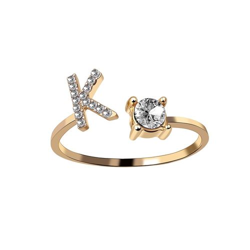 1 Pièce Mosaïque De Strass Brillant 26 Lettres Initiales Bague Nouvelle Mode Ouverture Manchette Anneau Pour Femmes Charme Bijoux Cadeau