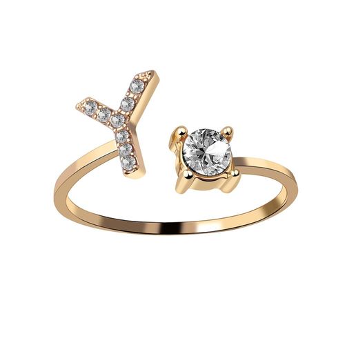1 Pièce Mosaïque De Strass Brillant 26 Lettres Initiales Bague Nouvelle Mode Ouverture Manchette Anneau Pour Femmes Charme Bijoux Cadeau