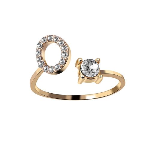 1 Pièce Mosaïque De Strass Brillant 26 Lettres Initiales Bague Nouvelle Mode Ouverture Manchette Anneau Pour Femmes Charme Bijoux Cadeau