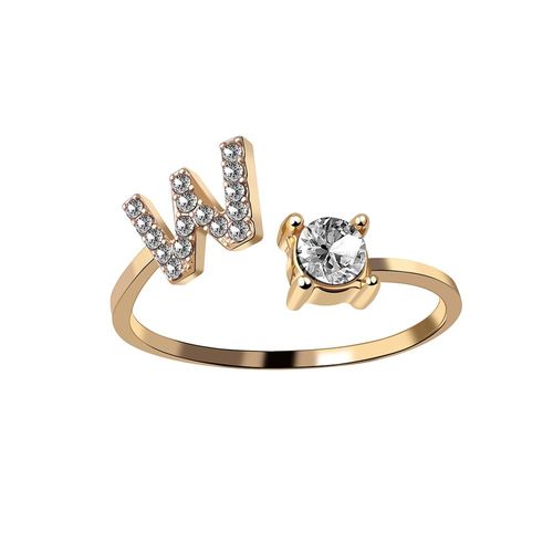 1 Pièce Mosaïque De Strass Brillant 26 Lettres Initiales Bague Nouvelle Mode Ouverture Manchette Anneau Pour Femmes Charme Bijoux Cadeau