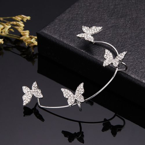 Boucles D'oreilles Papillon En Cristal Asymétrique Pour Femmes, Strass Brillant, Longue Chaîne, Piercing, Bijoux De Fête, Cadeau, Nouvelle Tendance
