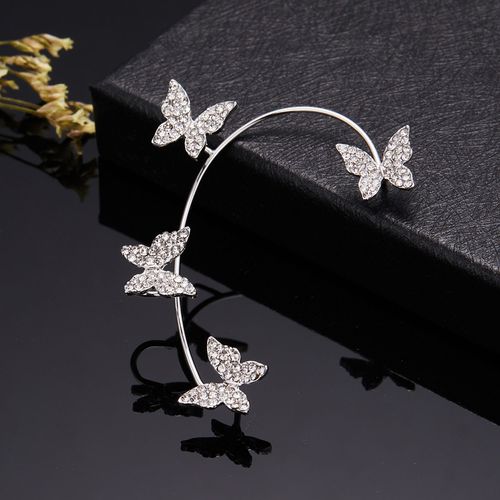 Boucles D'oreilles Papillon En Cristal Asymétrique Pour Femmes, Strass Brillant, Longue Chaîne, Piercing, Bijoux De Fête, Cadeau, Nouvelle Tendance