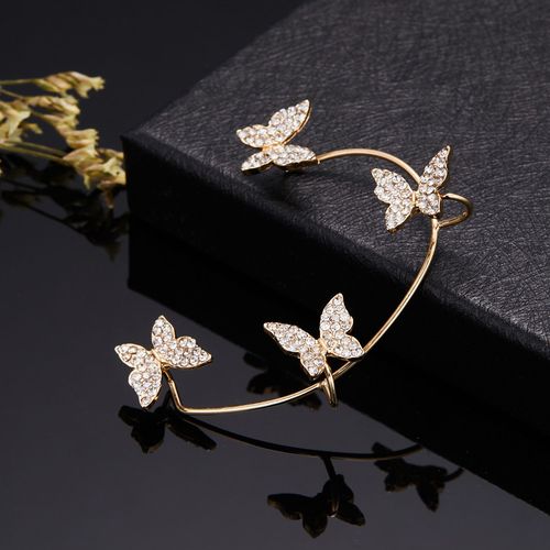 Boucles D'oreilles Papillon En Cristal Asymétrique Pour Femmes, Strass Brillant, Longue Chaîne, Piercing, Bijoux De Fête, Cadeau, Nouvelle Tendance