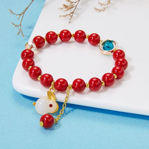 Bracelet De Perles En Résine Pour Femmes, Lapin, Ajustable, Élastique, Mignon, Bijoux Du Zodiaque Chinois, Cadeaux D'anniversaire, Nouvelle Collection