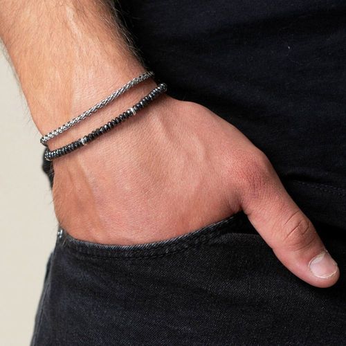 Bracelet En Pierre Naturelle Conviviale Rée Noire Vintage Pour Hommes, Ensemble De Bracelets De Tête, Dés De Boule De Biscuits Sur La Couronne, Mode, Parler, Vente En Gros