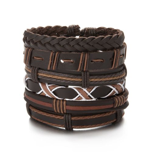 Bracelets En Cuir Pour Hommes, Vintage, Tressé, Punk, Multicouche, Fait À La Main, Plume, Perles De Bois, Corde, Bijoux