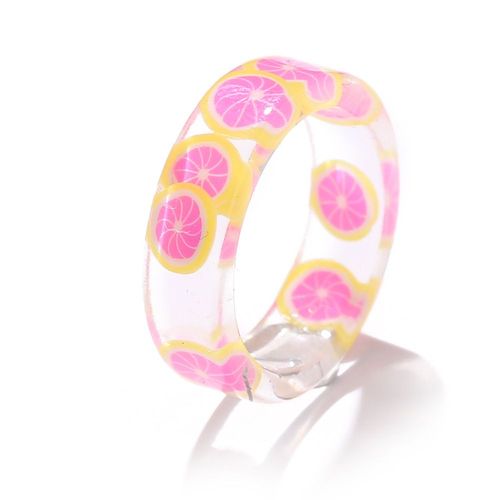 Bague De Fruits En Résine Colorée Douce Pour Femmes, Cercle Géométrique, Bague De Citron Harvey, Accessoires De Bijoux De Mariage De Fête, Nouvelle Mode