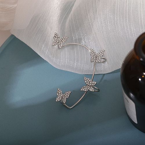 Clips D'oreille Papillon En Métal Plaqué Argent Pour Femme, Manchette D'oreille, Boucles D'oreilles Clip, Bijoux De Mariage, Sans Piercing, Rotterdam, Kling, Zwords, 1 Pc