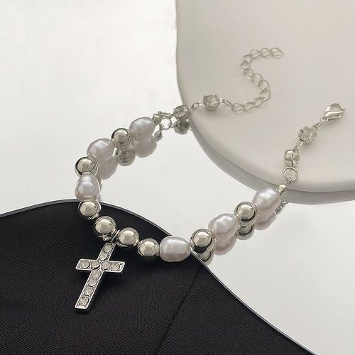 Bracelets Coréens Ins Populaires Pour Femmes, Perle, Pendentif Croix, Brin, Tempérament, Étoiles, Bracelets, Mode, Fête, Bijoux Cadeaux, 216.239.