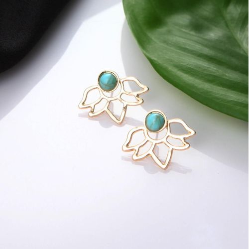 Boucles D'oreilles Rétro En Pierre Verte Pour Femme, Pétale Annie, Creux, Cuir Oral Elu, Nouvelle Personnalité, Unique, 2017