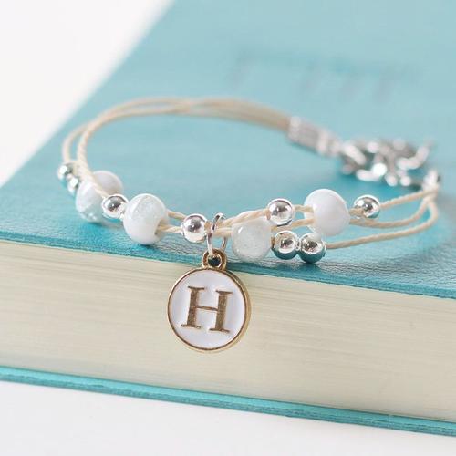 Personnalité En Céramique 26 Lettres Initiale Bracelet Pour Les Femmes Hommes À La Main Corde Chaîne Alphabet Bracelet Couple Bijoux Cadeau D'anniversaire