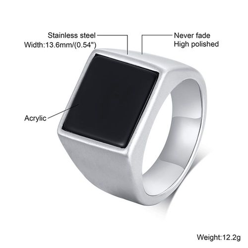 Bague Géométrique Noire En Acier Inoxydable Pour Homme, Bijoux Simples, Punk Rock, Lisse, Gros Doigt, Mode Hip Hop, Punk
