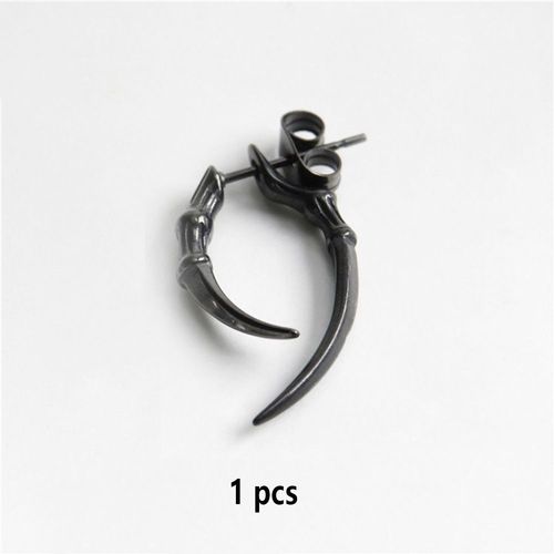 Boucles D'oreilles Rétro En Acier Inoxydable Pour Hommes Et Femmes, Griffes D'animaux, Corne, Piercing D'oreille, Noir, Argent, Document, Gothique, Punk, Bijoux Cool