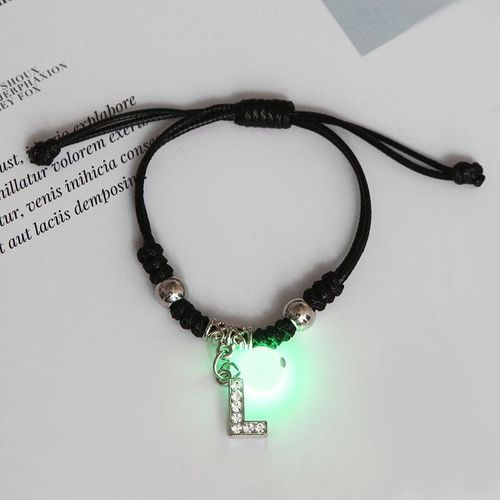 Bracelet En Strass Brillant Dans Le Noir 26 Lettres Initiales Pour Femmes, Breloque Alphabet Réglable, Bracelet, Bijoux, Cadeaux D'anniversaire