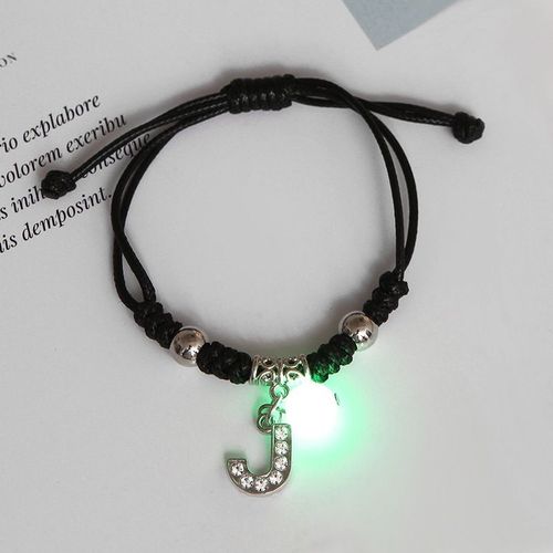 Bracelet En Strass Brillant Dans Le Noir 26 Lettres Initiales Pour Femmes, Breloque Alphabet Réglable, Bracelet, Bijoux, Cadeaux D'anniversaire