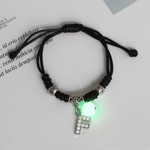 Bracelet En Strass Brillant Dans Le Noir 26 Lettres Initiales Pour Femmes, Breloque Alphabet Réglable, Bracelet, Bijoux, Cadeaux D'anniversaire