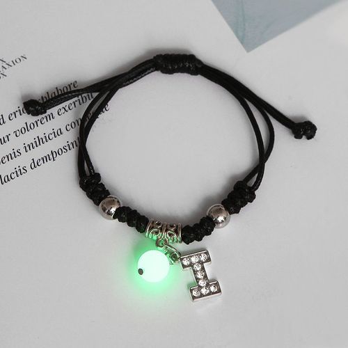 Bracelet En Strass Brillant Dans Le Noir 26 Lettres Initiales Pour Femmes, Breloque Alphabet Réglable, Bracelet, Bijoux, Cadeaux D'anniversaire