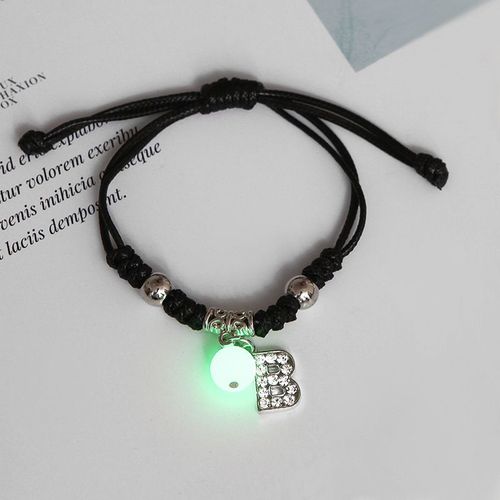 Bracelet En Strass Brillant Dans Le Noir 26 Lettres Initiales Pour Femmes, Breloque Alphabet Réglable, Bracelet, Bijoux, Cadeaux D'anniversaire