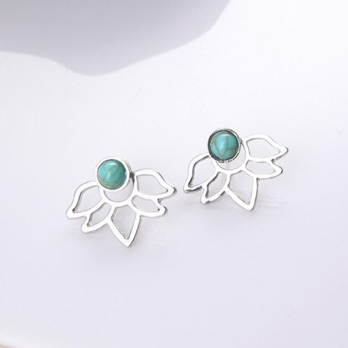 Boucles D'oreilles Rétro En Pierre Verte Pour Femme, Pétale Annie, Creux, Cuir Oral Elu, Nouvelle Personnalité, Unique, 2017