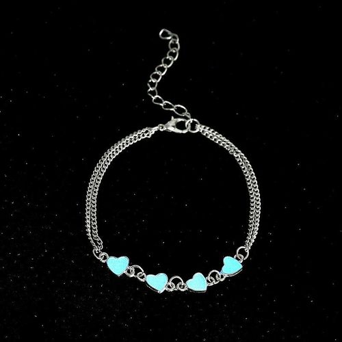 Bracelet De Cheville À Pampilles Pour Femmes, Bijou De Plage Lumineux, Nouvel An, Pentagone Bleu Étoile, Chaîne En Argent, Sandales Pieds Nus