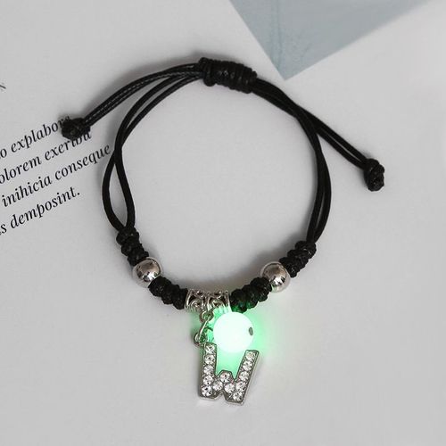 Bracelet En Strass Brillant Dans Le Noir 26 Lettres Initiales Pour Femmes, Breloque Alphabet Réglable, Bracelet, Bijoux, Cadeaux D'anniversaire
