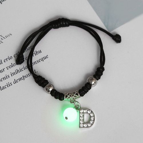 Bracelet En Strass Brillant Dans Le Noir 26 Lettres Initiales Pour Femmes, Breloque Alphabet Réglable, Bracelet, Bijoux, Cadeaux D'anniversaire