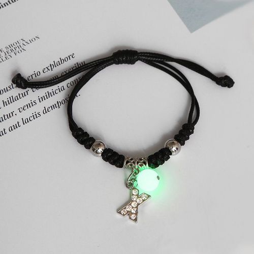 Bracelet En Strass Brillant Dans Le Noir 26 Lettres Initiales Pour Femmes, Breloque Alphabet Réglable, Bracelet, Bijoux, Cadeaux D'anniversaire