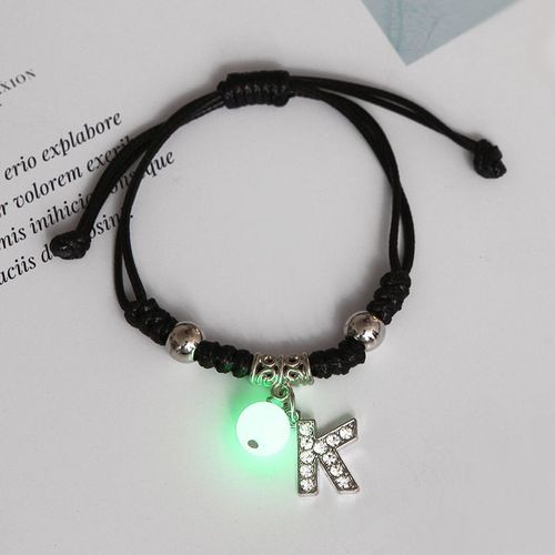 Bracelet En Strass Brillant Dans Le Noir 26 Lettres Initiales Pour Femmes, Breloque Alphabet Réglable, Bracelet, Bijoux, Cadeaux D'anniversaire