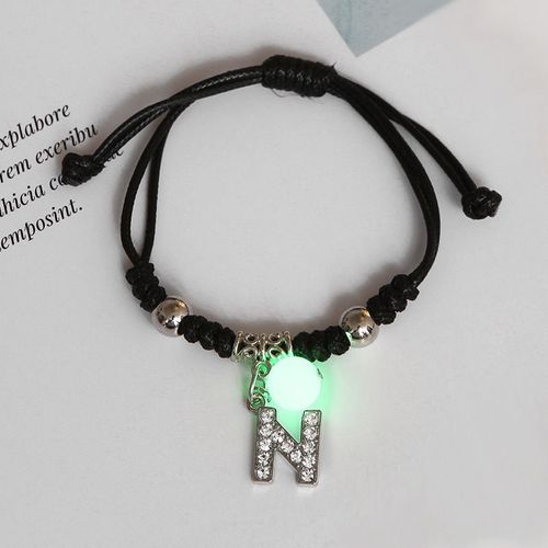 Bracelet En Strass Brillant Dans Le Noir 26 Lettres Initiales Pour Femmes, Breloque Alphabet Réglable, Bracelet, Bijoux, Cadeaux D'anniversaire
