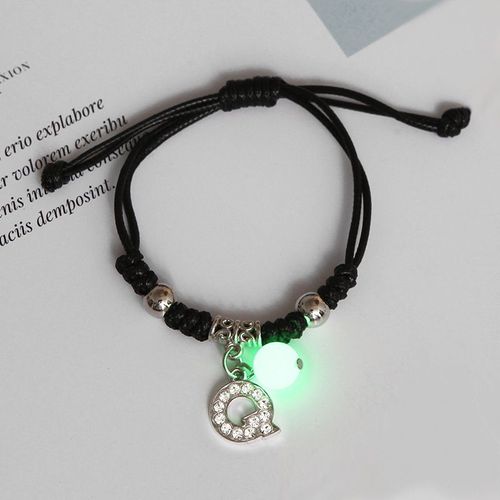 Bracelet En Strass Brillant Dans Le Noir 26 Lettres Initiales Pour Femmes, Breloque Alphabet Réglable, Bracelet, Bijoux, Cadeaux D'anniversaire