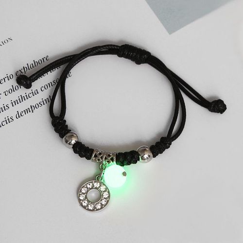 Bracelet En Strass Brillant Dans Le Noir 26 Lettres Initiales Pour Femmes, Breloque Alphabet Réglable, Bracelet, Bijoux, Cadeaux D'anniversaire
