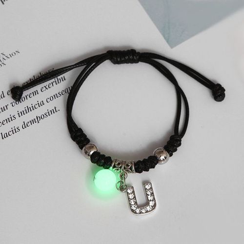 Bracelet En Strass Brillant Dans Le Noir 26 Lettres Initiales Pour Femmes, Breloque Alphabet Réglable, Bracelet, Bijoux, Cadeaux D'anniversaire