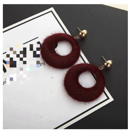 Boucles D'oreilles Rondes En Peluche De Tempérament Coréen, Boule Super Dégradée, Boucles D'oreilles Creuses, Boucles D'oreilles Mignonnes, Boucles D'oreilles Boho