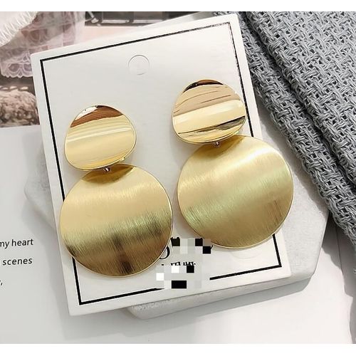 Boucles D'oreilles En Métal Lisse Pour Femmes, Bijoux En Or Et Argent, Pendentif Rétro Simple, Boucles D'oreilles Rondes, Bijoux Indiens, 2018
