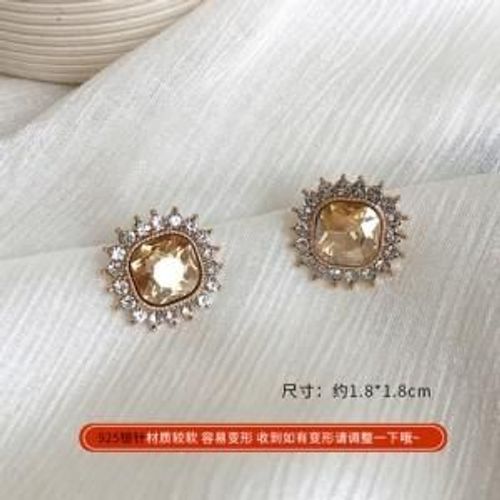 Boucles D'oreilles Géométriques Carrées En Argent S925 Vert Verte, Strass, Tempérament, Vent Froid, Rétro, Perle, Été, Mignon, Bijoux, Nouveau, 2022