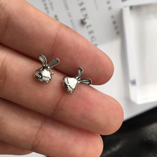 Boucles D'oreilles Lapin Blanc Simple À La Mode, Bijoux En Argent Sterling Pour Femmes