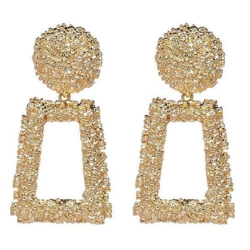 Boucles D'oreilles Vintage Pour Femmes, Grandes Boucles D'oreilles De Déclaration, Géométriques En Métal Doré, Pendentif, Tendances, Bijoux À La Mode, 2018