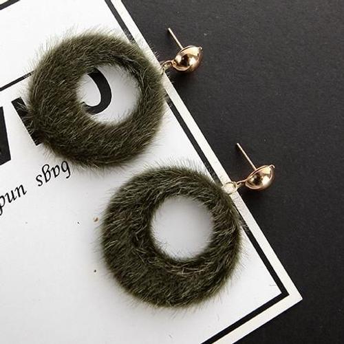 Boucles D'oreilles Rondes En Peluche De Tempérament Coréen, Boule Super Dégradée, Boucles D'oreilles Creuses, Boucles D'oreilles Mignonnes, Boucles D'oreilles Boho