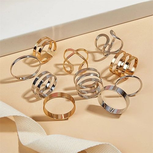 Bague Femme Bijoux Femme Bague En Forme De Fleur Et De Feuille, 15 Pièces, Bague En Or Et Argent, Lotus D'abeille, De Style Ethnique, En Acier Inoxydable