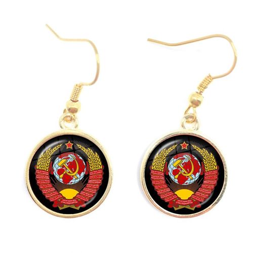 Boucles D'oreilles Pendantes Sunin Lénine Soviétique Pour Femme, Classique, Rouge, Étoile, Marteau, Faucille, Communisme, Emblème Cccp, Cabochon En Verre, Bijoux D'oreille
