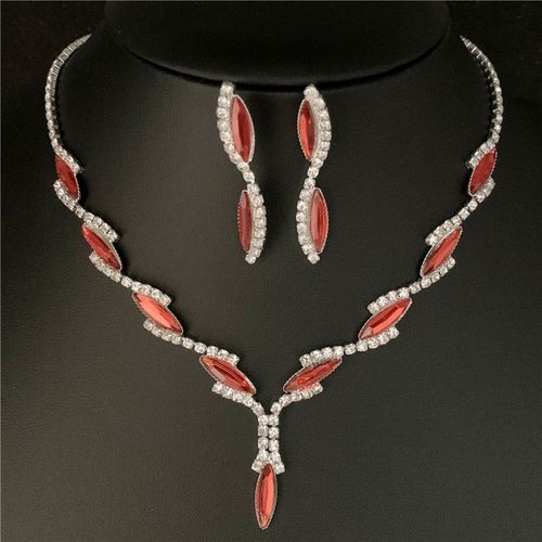 Ensemble De Bijoux De Mariage Pour Femmes, Collier Et Boucles D'oreilles En Cristal Plaqué Argent, Strass, Sexy, Ondulé, Ras Du Cou