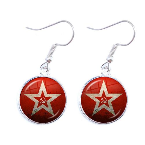 Boucles D'oreilles Pendantes Sunin Lénine Soviétique Pour Femme, Classique, Rouge, Étoile, Marteau, Faucille, Communisme, Emblème Cccp, Cabochon En Verre, Bijoux D'oreille