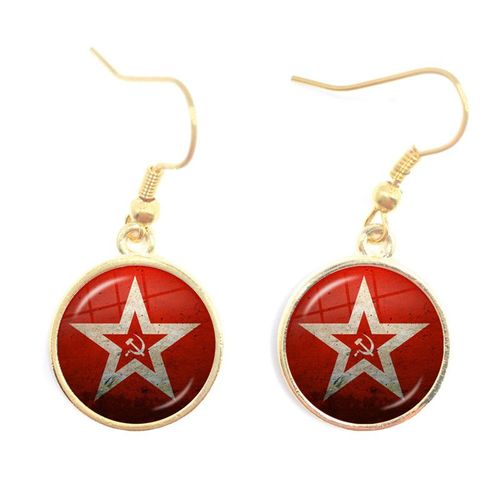 Boucles D'oreilles Pendantes Sunin Lénine Soviétique Pour Femme, Classique, Rouge, Étoile, Marteau, Faucille, Communisme, Emblème Cccp, Cabochon En Verre, Bijoux D'oreille