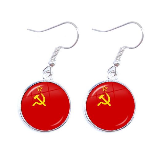 Boucles D'oreilles Pendantes Sunin Lénine Soviétique Pour Femme, Classique, Rouge, Étoile, Marteau, Faucille, Communisme, Emblème Cccp, Cabochon En Verre, Bijoux D'oreille