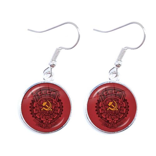 Boucles D'oreilles Pendantes Sunin Lénine Soviétique Pour Femme, Classique, Rouge, Étoile, Marteau, Faucille, Communisme, Emblème Cccp, Cabochon En Verre, Bijoux D'oreille