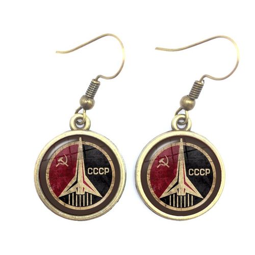 Boucles D'oreilles Pendantes Sunin Lénine Soviétique Pour Femme, Classique, Rouge, Étoile, Marteau, Faucille, Communisme, Emblème Cccp, Cabochon En Verre, Bijoux D'oreille