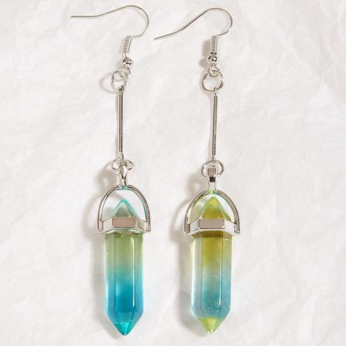 Tendance Hexagonal Reiki Pierre Naturelle Perle Goutte Boucle D'oreille Quartz Décoration Bijoux Piercing Femmes Cadeau 1 Paire Pendientes Colores